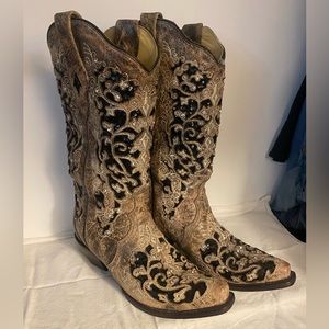 Corral cowgirl boots with Black Sequin Inlay